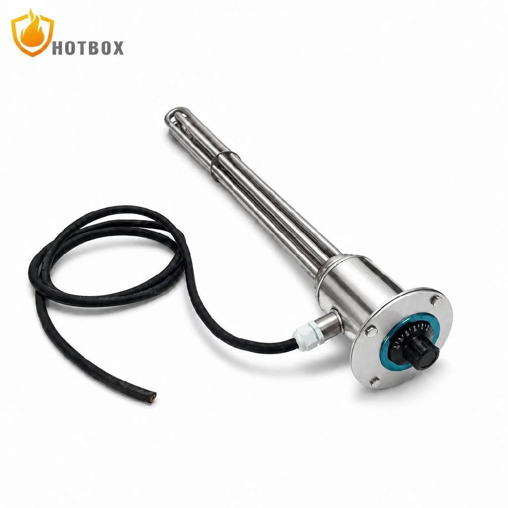 Industrial Electric Threaded Immersion Heater with Knob Type Thermostat